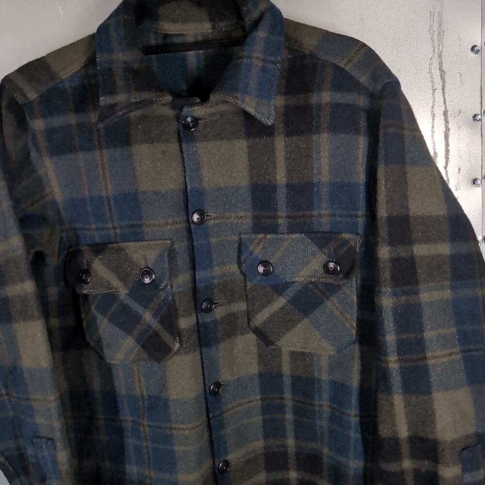 Vintage 60s 70s Wool Two Pocket Warm Up CPO Warm Camp Style Shirt Jacket Medium